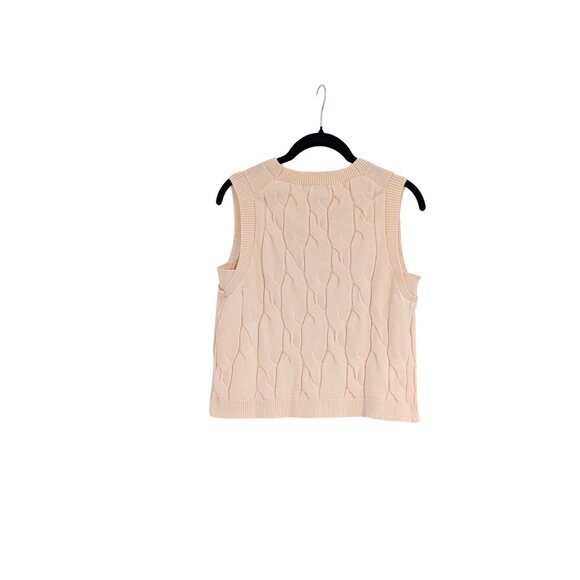 ✨A New Day Cream Cable Knit Button Front Sweater Vest  Size M Preowned - Picture 3 of 5